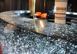 curved bar and counter in engineered terrazzo from TREND