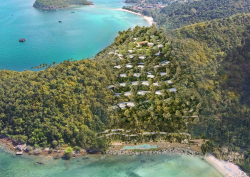drone image of resort Koh Phangan island in Thailand