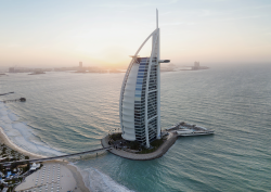 Burj Al Arab Jumeirah - Aerial at Sunset