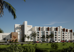 View of facade of IHG voco hotel in mexico