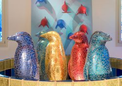 glass mosaiced penguins