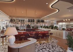hotel restaurant with curved ceiling feature in The Hoxton Hamburg
