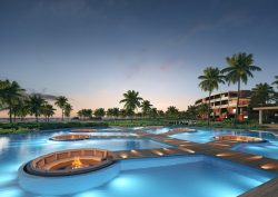 Render of luxury pools at new Curio by Hilton hotel in Dominican Republic