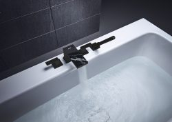 Matt black tap and large bath