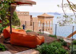 orange cushions on private terrace at Villa Argentina