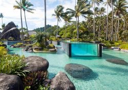 Laucala island swimming pool within the lagoon