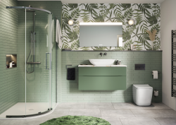 green tiled bathroom by Crosswater