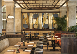 art deco glass window in restaurant in Imperial Riding School vienna