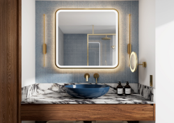 Amaris mirror from Luma Mirrors above bathroom vanity