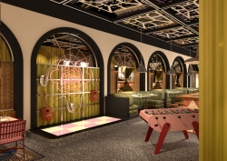 proposed restaurant space in Mama Shelter Porto from Ennismore