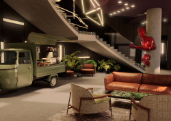 lobby with truck and seating in Radisson RED London Twickenham