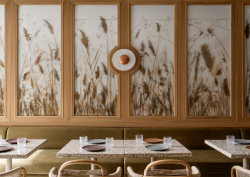 Courtyard by Marriott Hotel in Yerevan wall feature with dried grass framed in wood