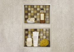 tiled niche in shower wall using kerdiboard from schluter