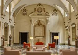 Italian renaissance restored hotel lobby in the Palazzo Talìa