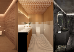 a selection of three bathroom sets in the TOTO Clerkenwell showroom