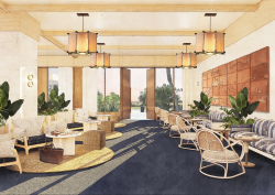 render of new lobby design for Trailborn Surf & Sound