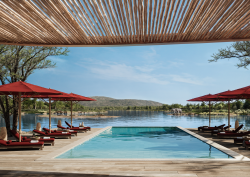 swimming pool at Ubuyu, a Banyan Tree Escape, rooted in place