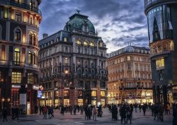 Streets of vienna at night